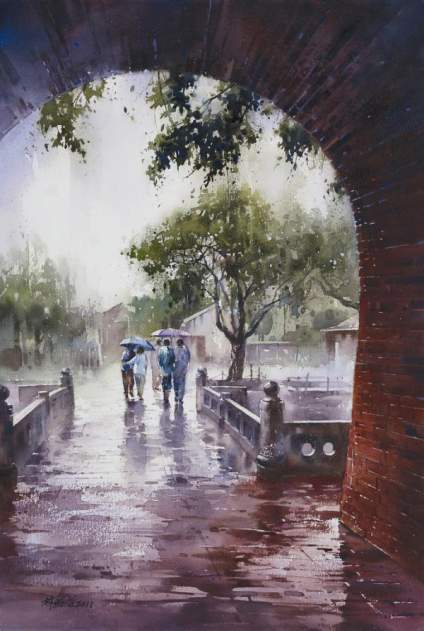爱分享】水彩画朦胧的城市雨景系列二"的帖子是来自北京的用户叫@南街